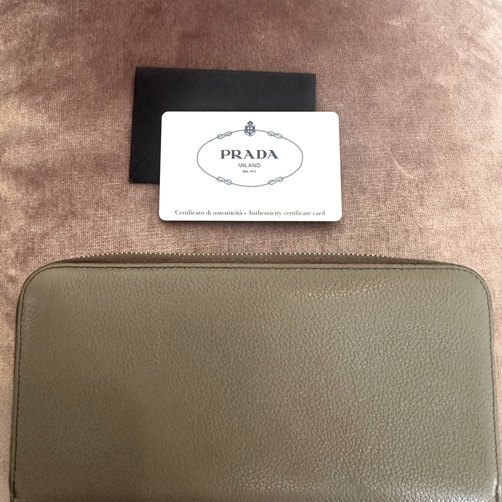 Prada Beige/Taupe Saffiano Leather Large Continental Zip Wallet - Picture 4 of 16
